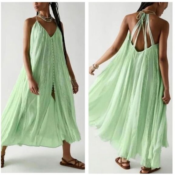 NWT Free People Sweet Sea Lace panels
Flowy Beach Cover Up Maxi Dress M - Picture 1 of 5